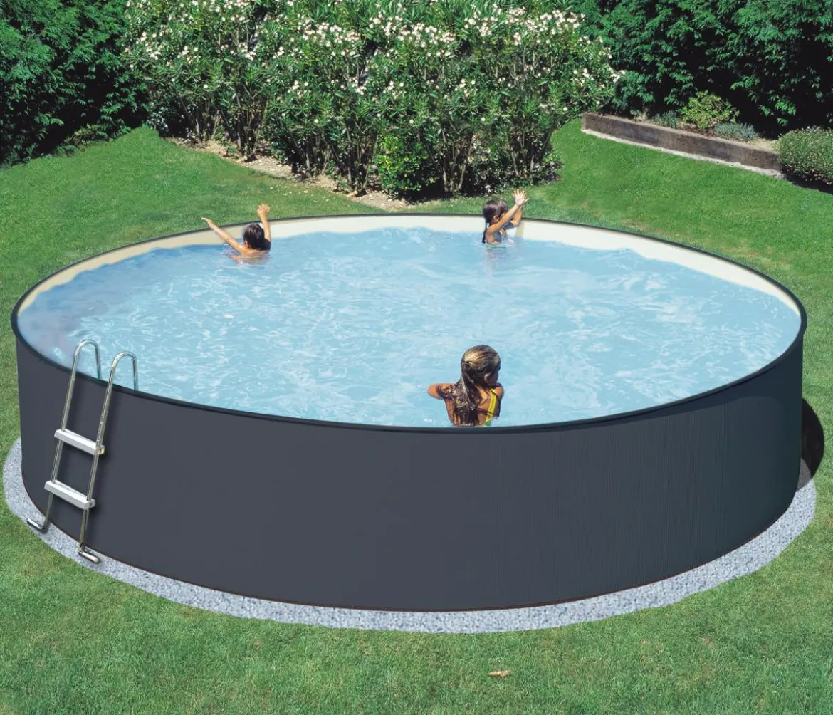 Summer Fun Stahlwandpool-Set Einsteiger, rund, anthrazit