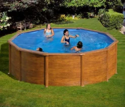 Summer Fun Stahlwandpool-Set, rund, Holz-Dekor
