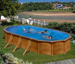 Summer Fun Stahlwandpool-Set Ravenna, oval, Holz-Dekor, ca. B610/H132/T375 cm