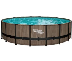 Summer Waves Frame Pool Elite, teak, rund