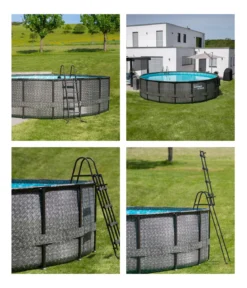 Summer Waves Frame Pool Rattan, grau