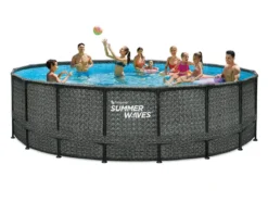Summer Waves Frame Pool Rattan, grau