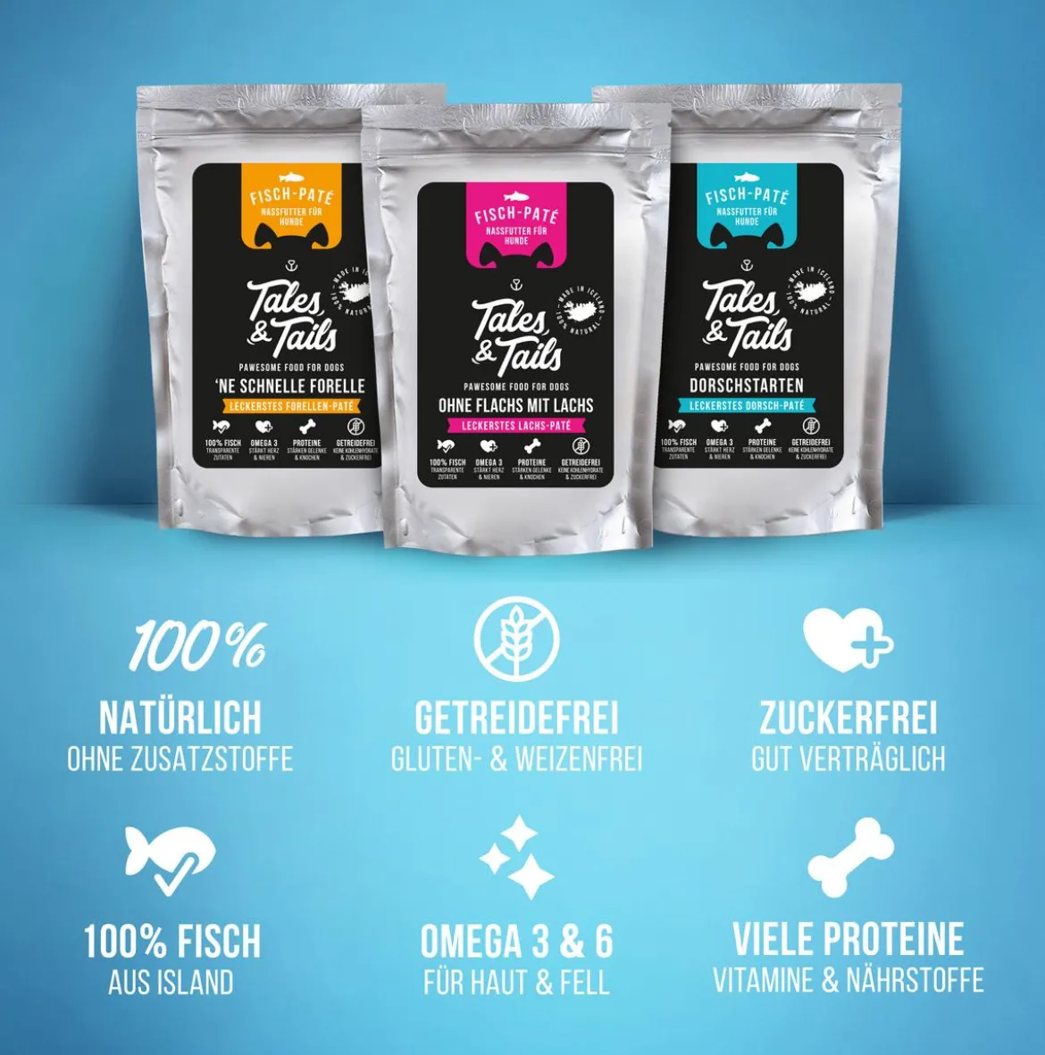 Tales & Tails Paté-Nassfutter für Hunde Ne schnelle Forelle, 12 x 100 g/6 x 300 g