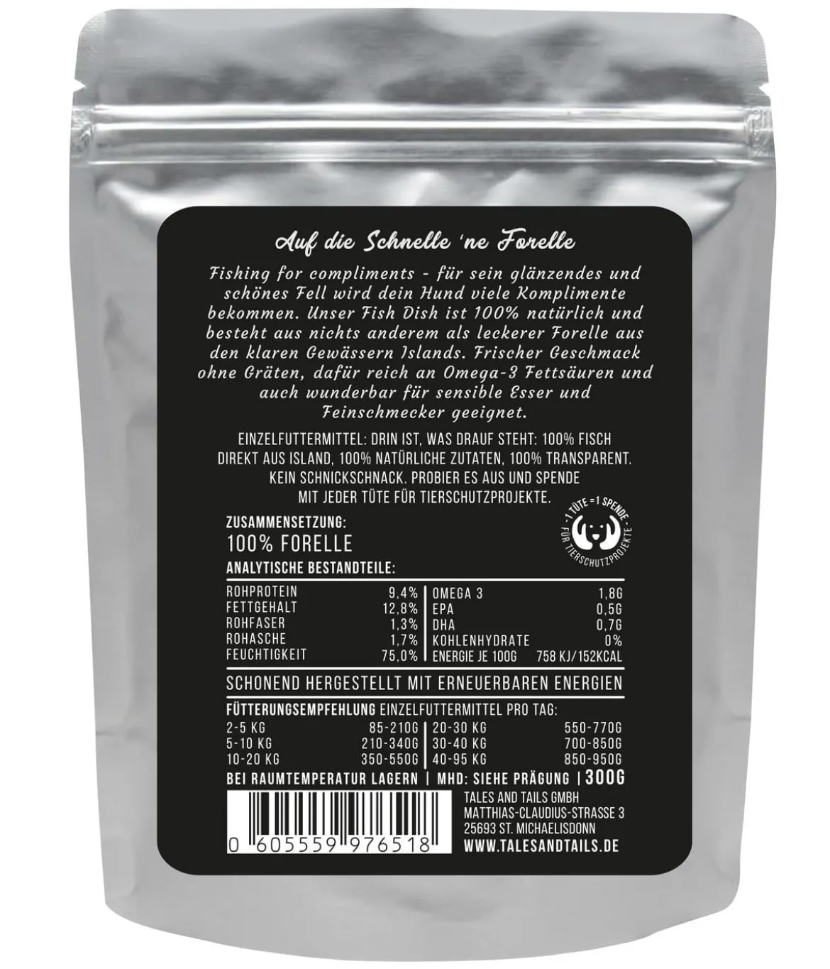 Tales & Tails Paté-Nassfutter für Hunde Ne schnelle Forelle, 12 x 100 g/6 x 300 g