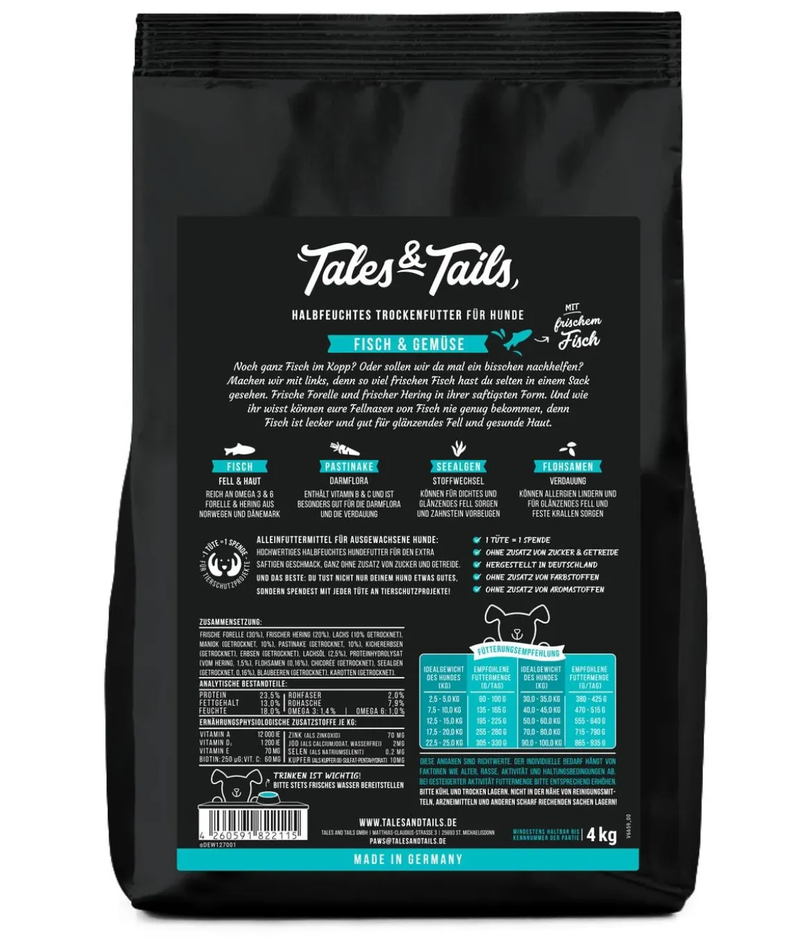 Tales & Tails Soft-Trockenfutter für Hunde Noch ganz Fisch im Kopp