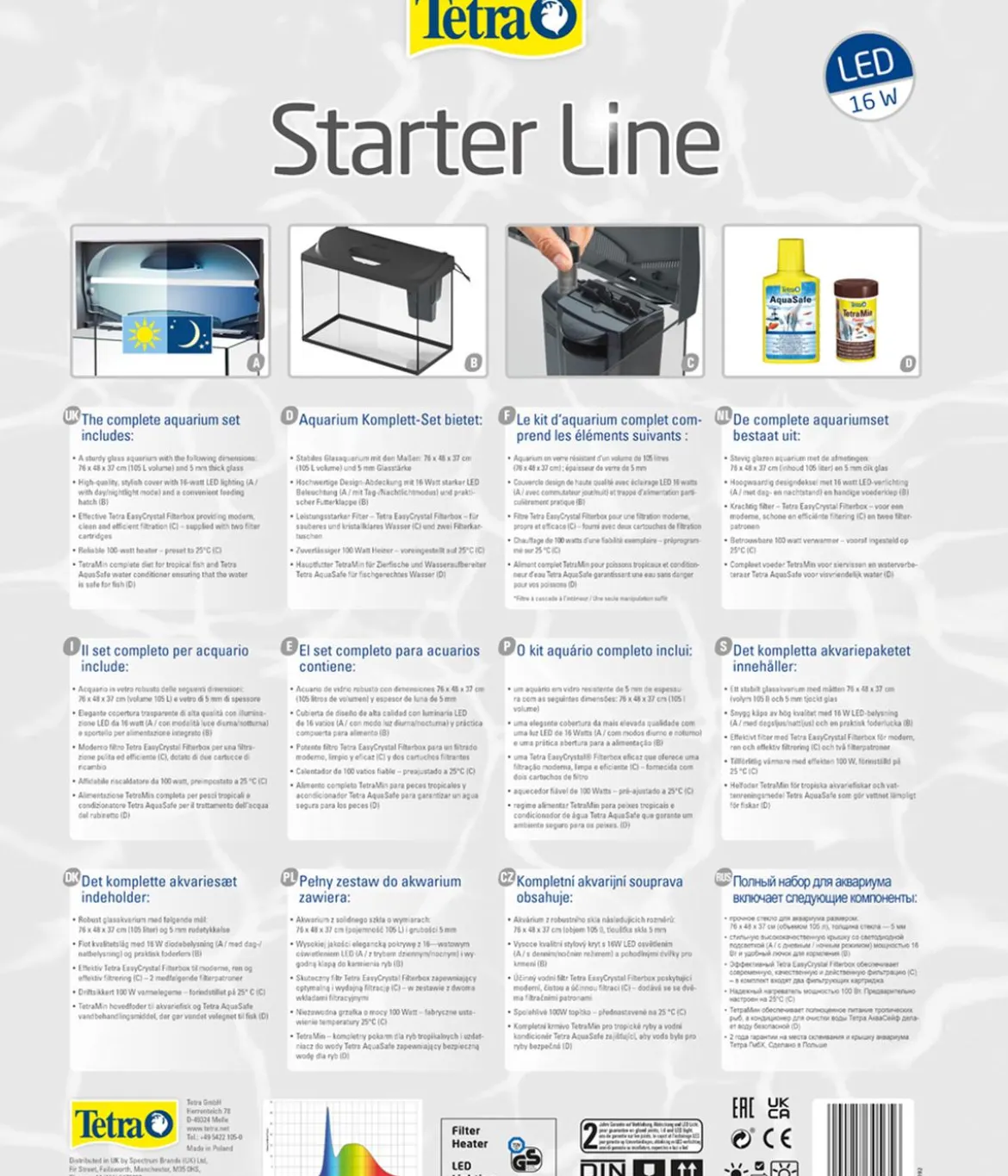 Tetra Aquarium-Set Starter Line LED, 105 l, ca. B76/H48/T37 cm