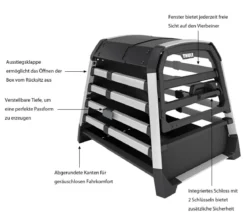 THULE® Allax threshold compatible S Hundetransportbox für Fahrzeuge mit Ladekante, ca. B58/H55/T72-80 cm