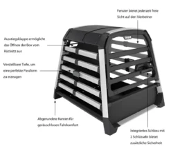 THULE® Allax threshold compatible M Compact Hundetransportbox für Fahrzeuge mit Ladekante, ca. B65/H65/T77-82 cm