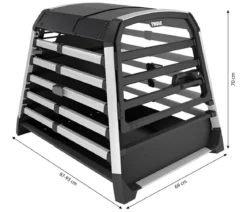 THULE® Allax threshold compatible L Compact Hundetransportbox für Fahrzeuge mit Ladekante, ca. B69/H70/T87-93 cm