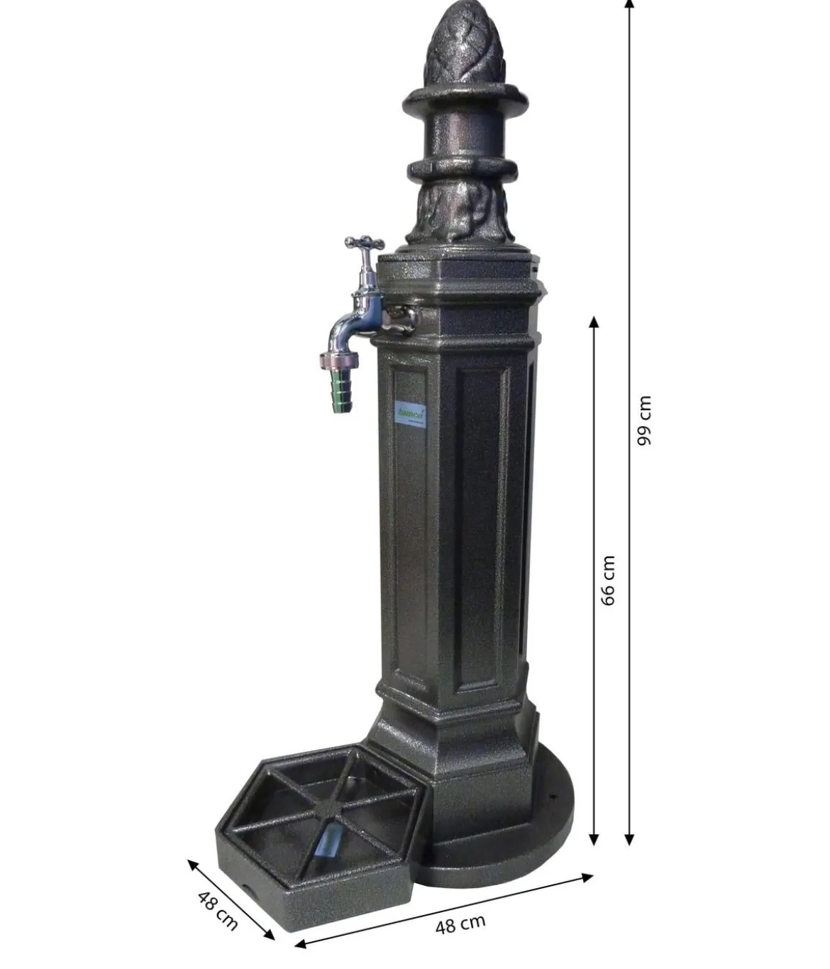 Tomco Aluminium-Gartenbrunnen Antik, ohne Wasserhahn, ca. H99 cm