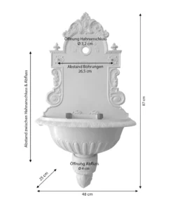 Tomco Aluminium-Wandbrunnen Wiener Bassena, ohne Hahn, ca. 87 cm