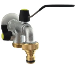 Tomco Chrom-Wasserhahn mit 2 seperaten Absperrmöglichkeiten 1/2, mit Kugelventil