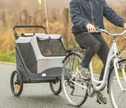 Trixie Fahrradanhänger für den Hund mit Schnell-Falt-Funktion, grau
