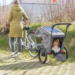 Trixie Hunde-Fahrradanhänger, grau/salbei