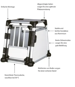 Trixie Hundetransportbox Aluminium, hellgrau/silber