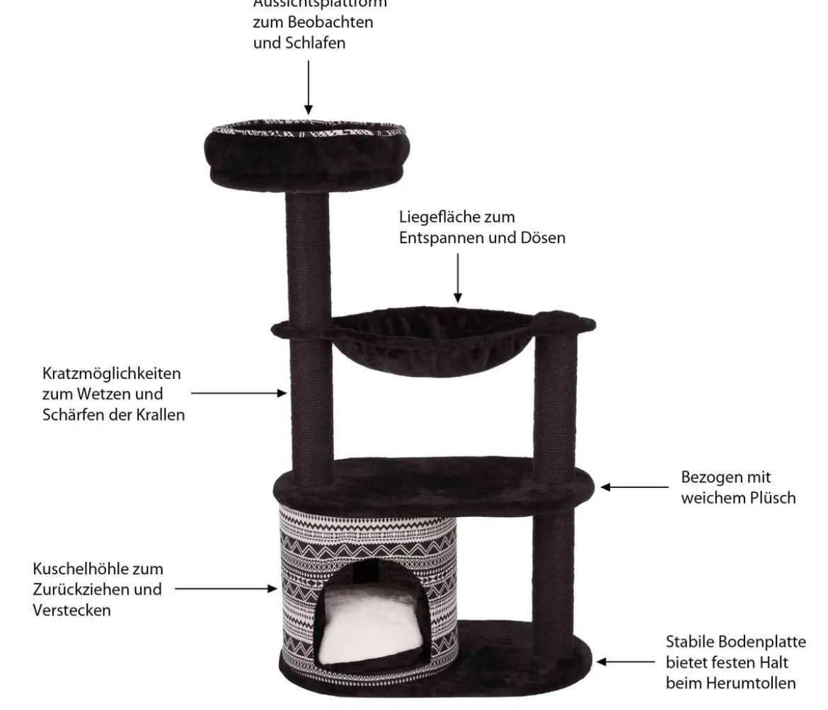 Trixie Kratzbaum Giada, schwarz/weiß, ca. B65/H112/T38 cm