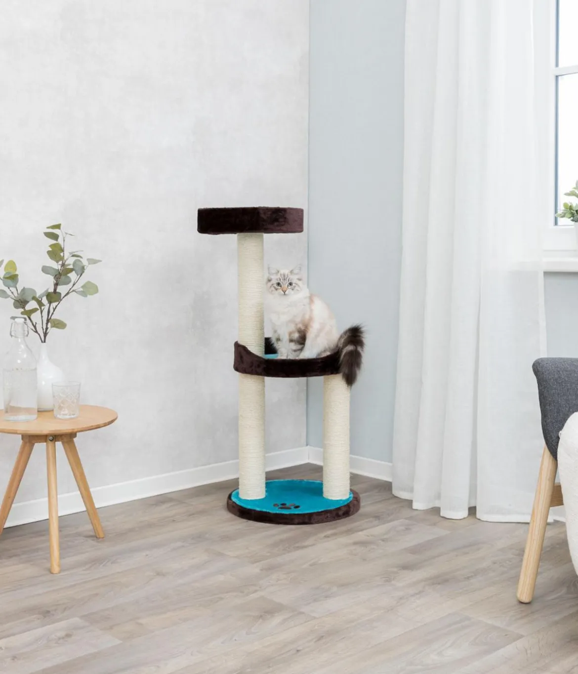 Trixie Kratzbaum Lugo, braun/türkis, ca. Ø45/H103 cm