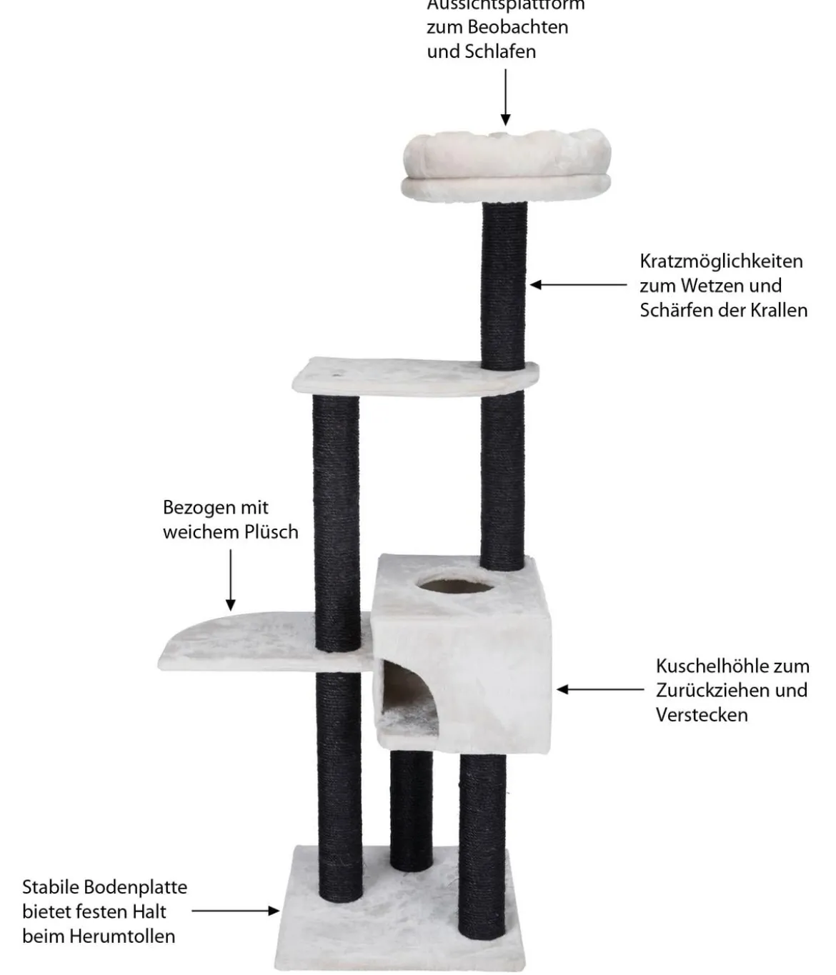 Trixie Kratzbaum Nita, lichtgrau, ca. B45/H147/T45 cm