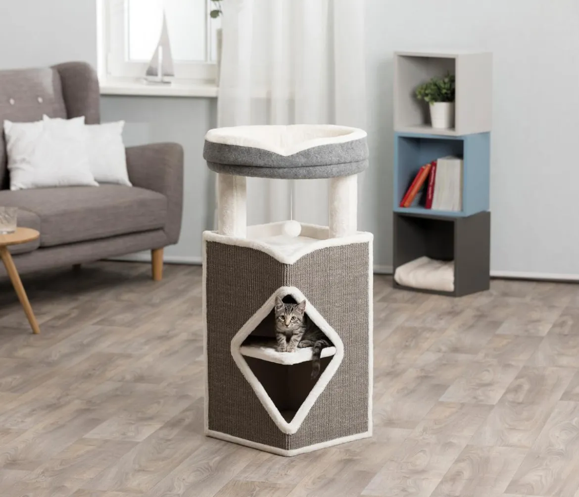 Trixie Kratzturm Cat Tower Arma, grau/weiß, ca. B38/H98/T38 cm