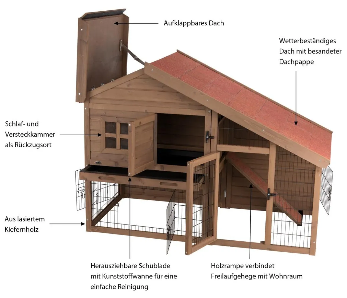 Trixie Natura Kleintierstall mit Freilaufgehege, ca. B151/H107/T80 cm
