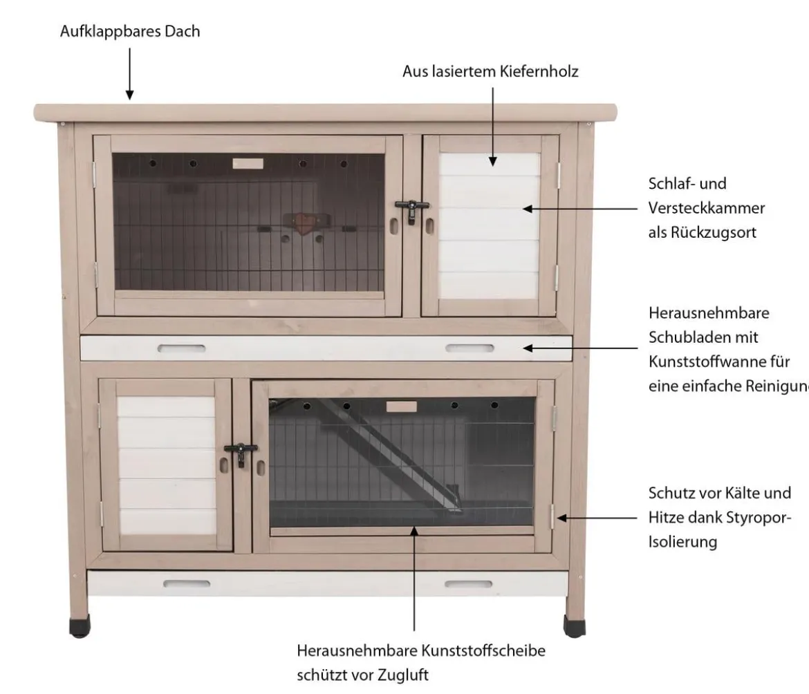 Trixie Natura Kleintierstall mit Wärmedämmung, ca. B116/H113/T65 cm