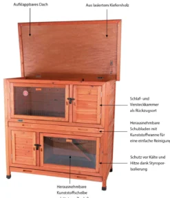 Trixie Natura Kleintierstall mit Wärmedämmung, ca. B116/H113/T65 cm