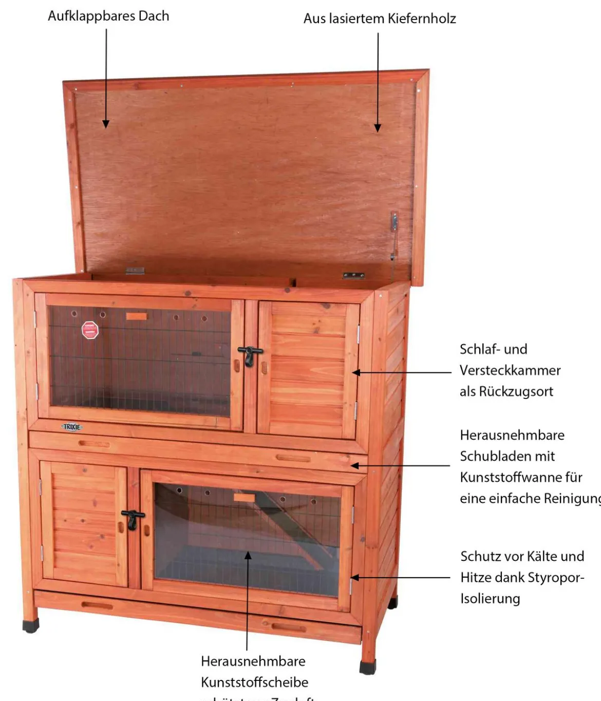 Trixie Natura Kleintierstall mit Wärmedämmung, ca. B116/H113/T65 cm