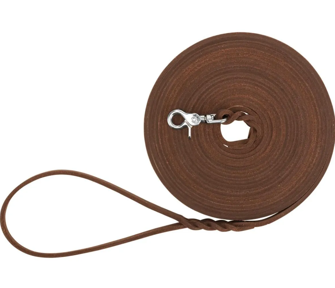 Trixie Schleppleine Rustic Fettleder, 10 m, S-L, dunkelbraun