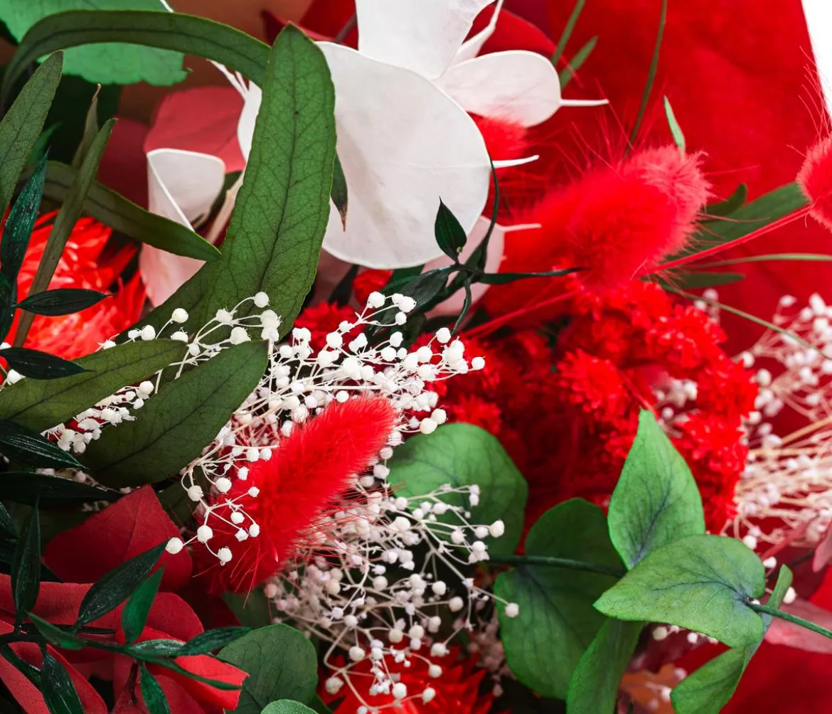 Trockenblumenbouquet Primavera, rot