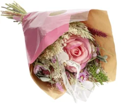 Trockenblumenbouquet Seidenglanz, natur/rosa