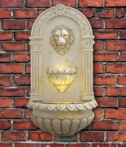 Ubbink Acqua Arte Polyresin-Wandbrunnen Assoro mit LED-Beleuchtung, ca. H80 cm