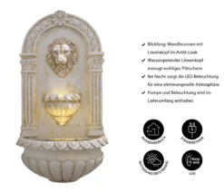 Ubbink Acqua Arte Polyresin-Wandbrunnen Assoro mit LED-Beleuchtung, ca. H80 cm