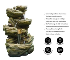 Ubbink Polyresin-Gartenbrunnen Wasserfall Sedona, ca. B77/H134/T55 cm