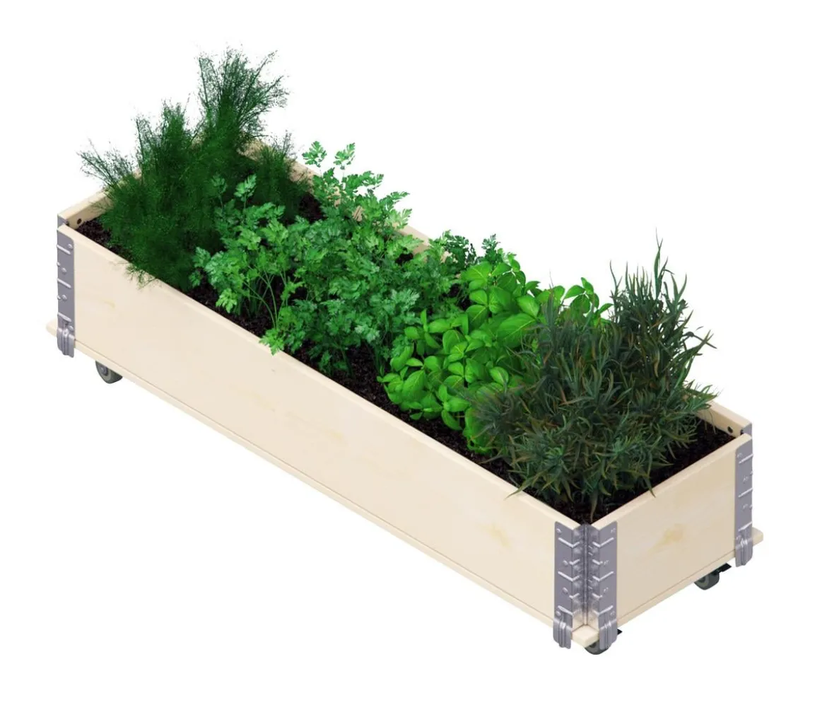 Upyard Holz-Kräuterkasten HerbsBox mit Rollen, ca. B120/H20/T40 cm