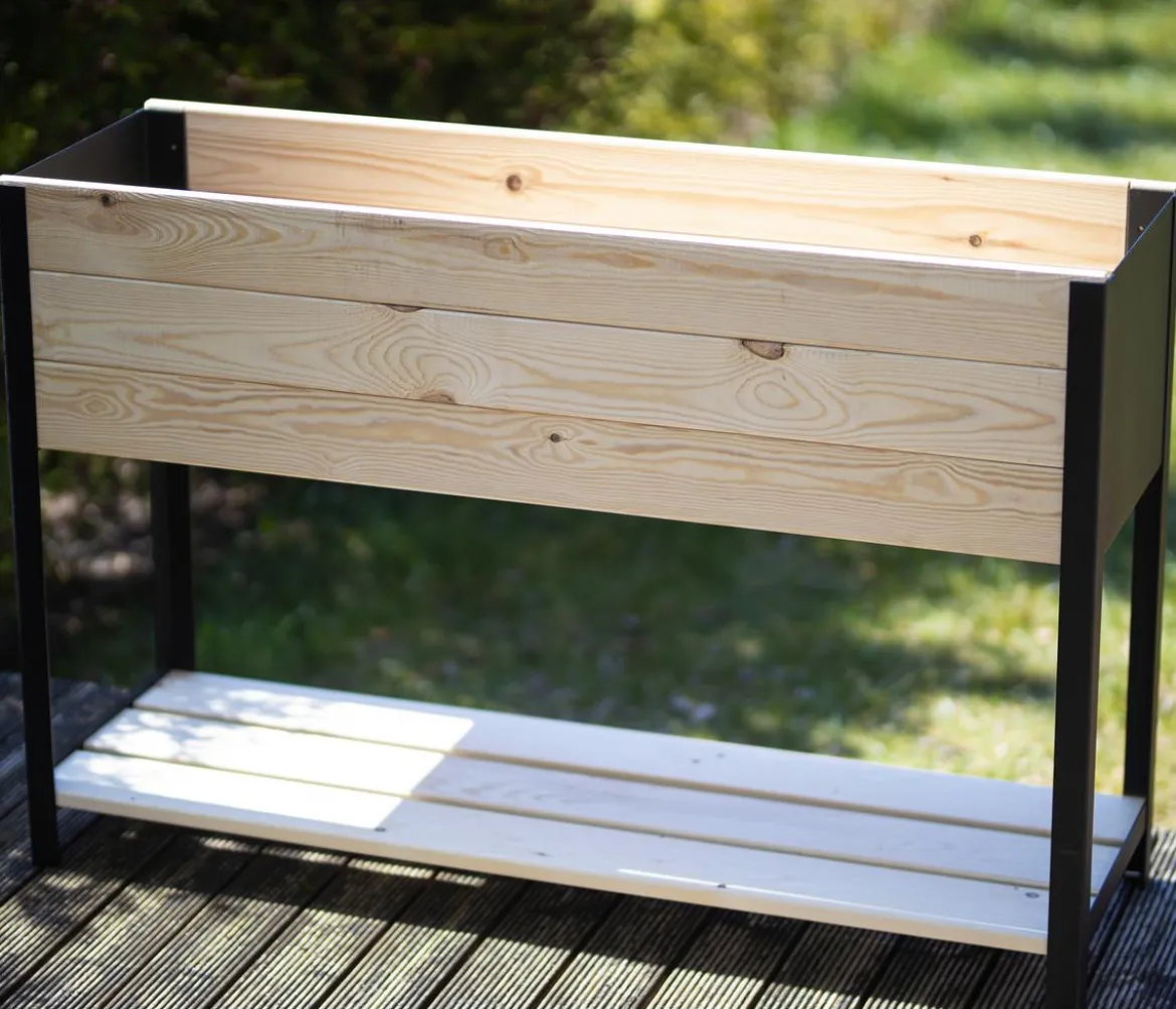 Upyard Holz-Pflanzkasten ModernBox mit Ablage, ca. B118/H72/T36 cm