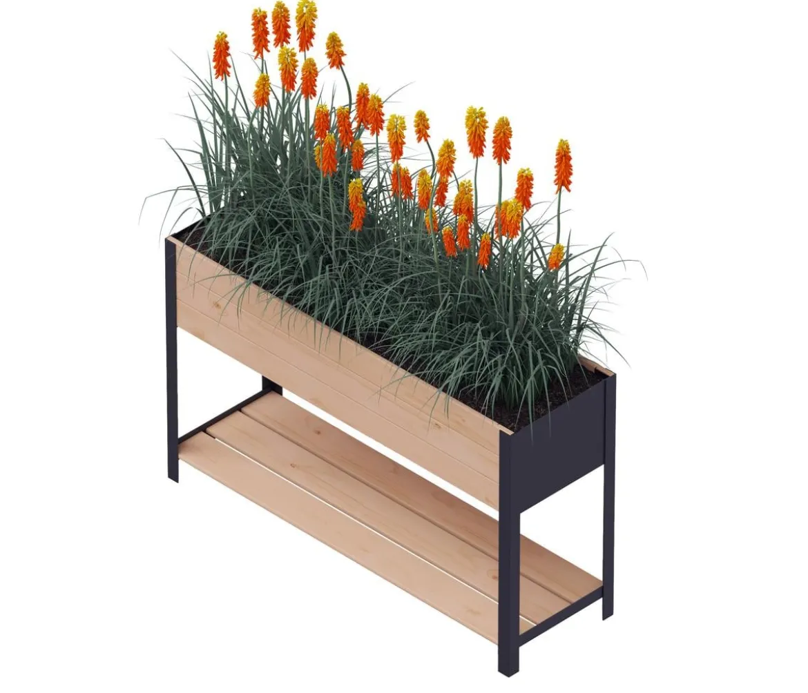 Upyard Holz-Pflanzkasten ModernBox mit Ablage, ca. B118/H72/T36 cm