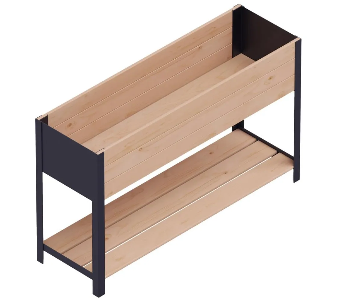 Upyard Holz-Pflanzkasten ModernBox mit Ablage, ca. B118/H72/T36 cm