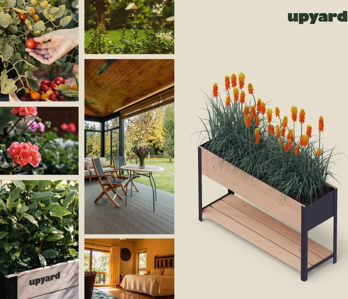 Upyard Holz-Pflanzkasten ModernBox mit Ablage, ca. B118/H72/T36 cm