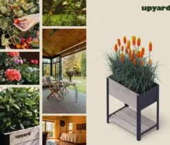Upyard Holz-Pflanzkasten ModernBox mit Ablage, ca. B58/H72/T36 cm