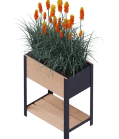 Upyard Holz-Pflanzkasten ModernBox mit Ablage, ca. B58/H72/T36 cm