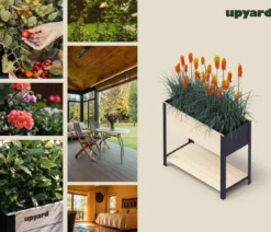Upyard Holz-Pflanzkasten ModernBox mit Ablage, ca. B78/H72/T36 cm