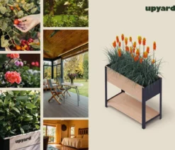 Upyard Holz-Pflanzkasten ModernBox mit Ablage, ca. B78/H72/T36 cm