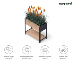 Upyard Holz-Pflanzkasten ModernBox mit Ablage, ca. B78/H72/T36 cm