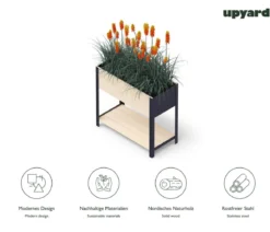 Upyard Holz-Pflanzkasten ModernBox mit Ablage, ca. B78/H72/T36 cm