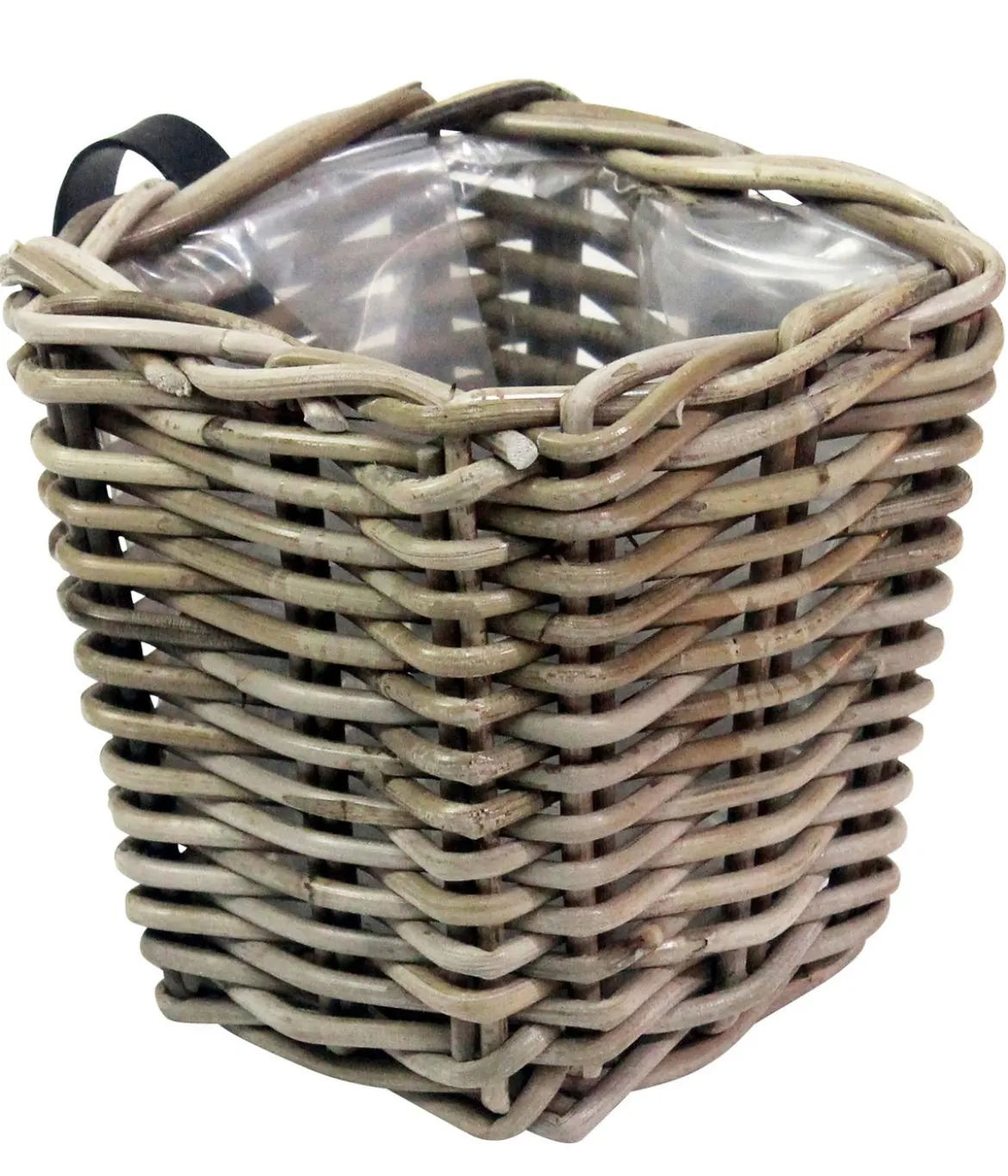 Van der Leeden Rattan-Balkonkorb, quadratisch, grau, ca. B15/H15/T15 cm