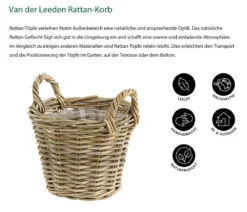 Van der Leeden Rattan-Korb mit Henkeln, rund, grau-braun