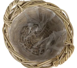 Van der Leeden Rattan-Korb mit Henkeln, rund, grau-braun