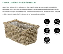 Van der Leeden Rattan-Pflanzkasten, graubraun