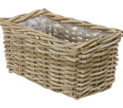 Van der Leeden Rattan-Pflanzkasten, graubraun