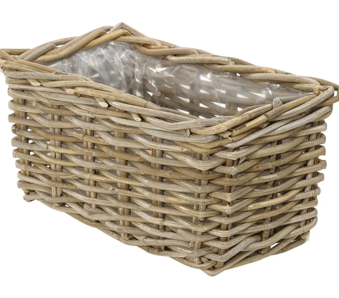 Van der Leeden Rattan-Pflanzkasten, graubraun